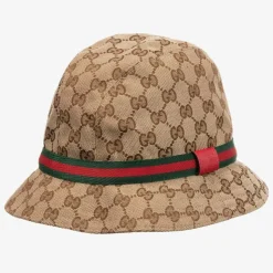Beige & Brown GG Canvas Hat