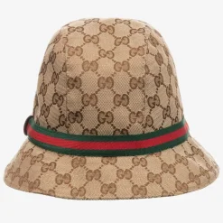 Beige & Brown GG Canvas Hat