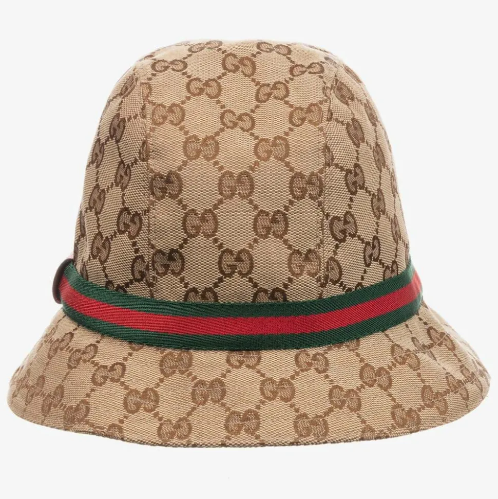 Beige & Brown GG Canvas Hat