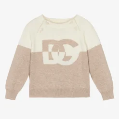 Beige & Ivory Cotton & Cashmere Sweater