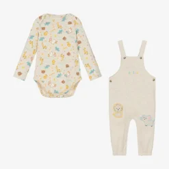 Beige Babysuit & Dungaree Gift Set