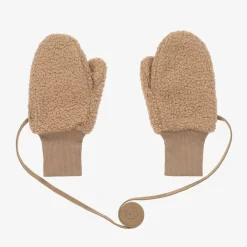 Beige Bouclé Fleece Mittens