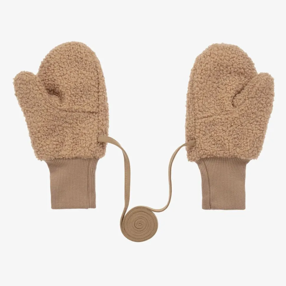 Beige Bouclé Fleece Mittens