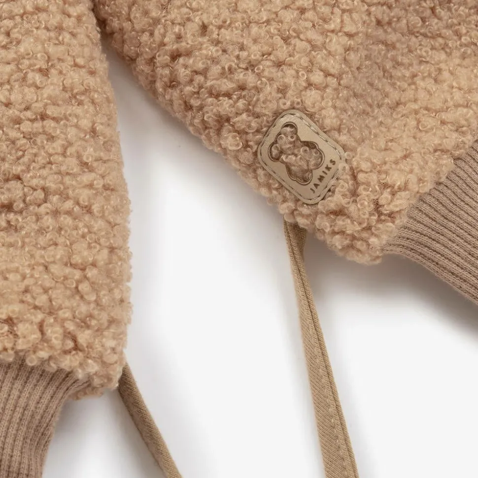 Beige Bouclé Fleece Mittens