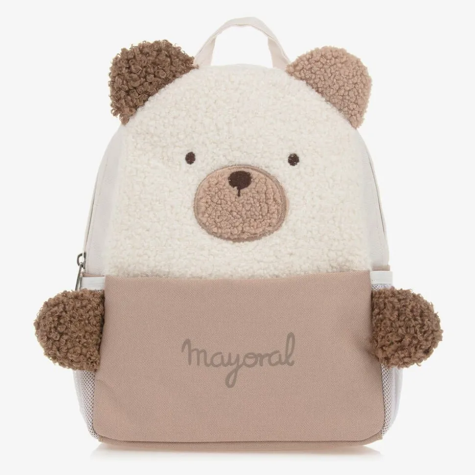 Beige Bouclé Teddy Bear Backpack (25cm)