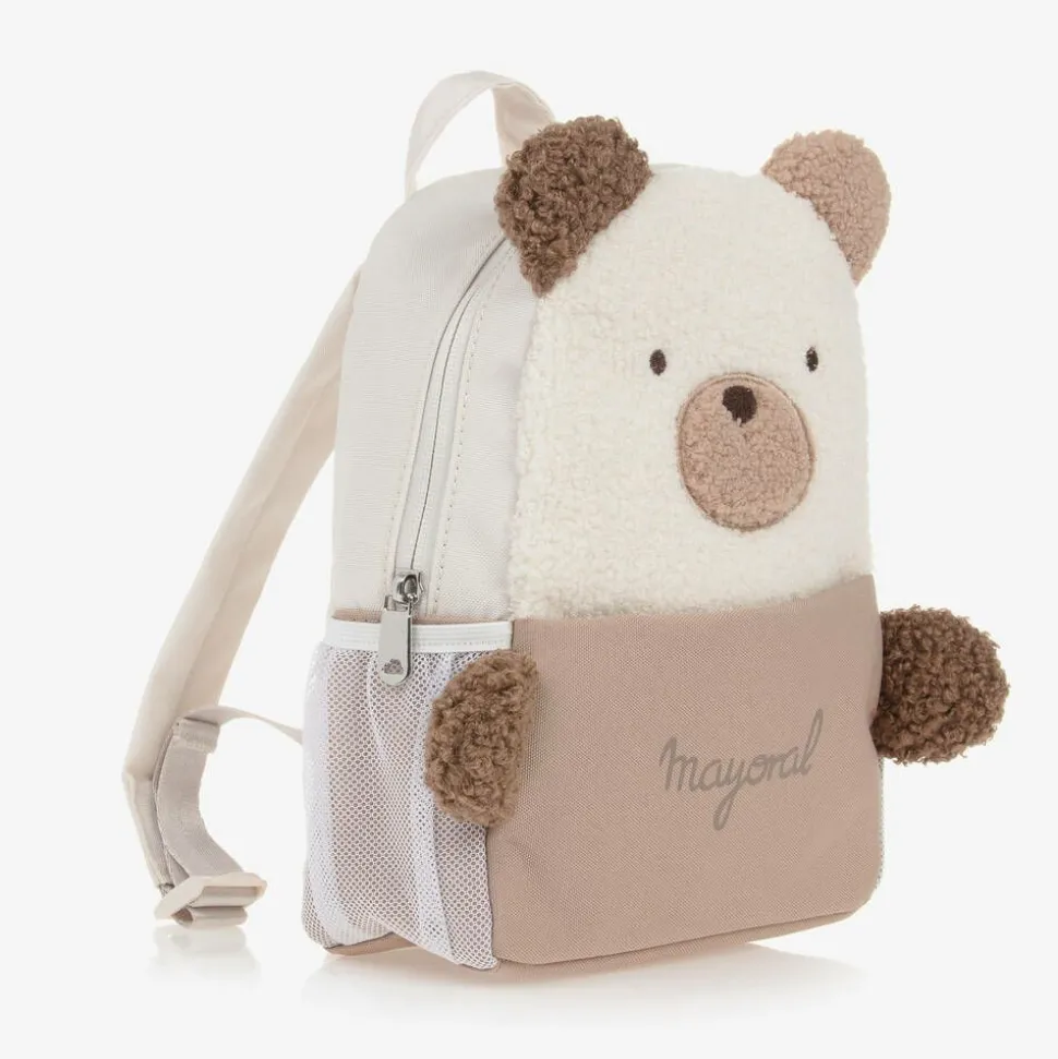 Beige Bouclé Teddy Bear Backpack (25cm)