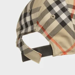 Beige Canvas Check Cap