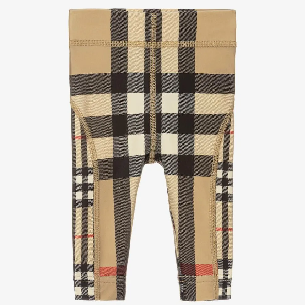 Beige Check Baby Sun Protective Leggings