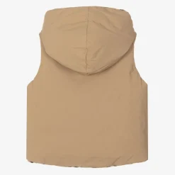 Beige Check Reversible Down Gilet