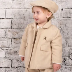 Beige Corduroy Coat & Hat Set