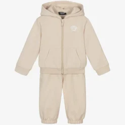 Beige Cotton & Cashmere Baby Tracksuit