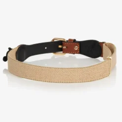 Beige Cotton & Leather Mouse Belt