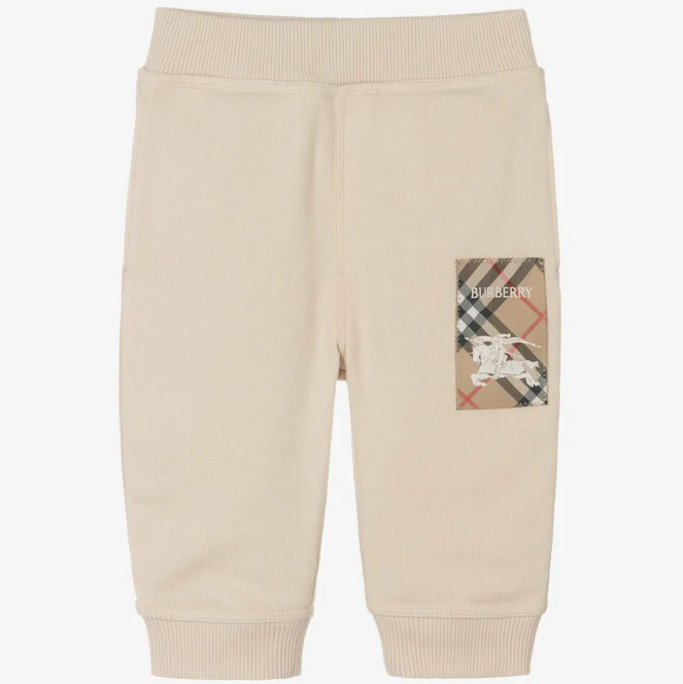 Beige Cotton Baby Joggers