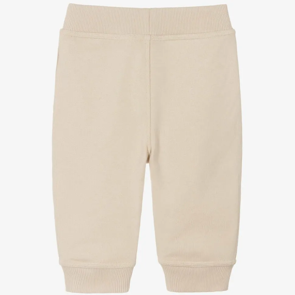 Beige Cotton Baby Joggers