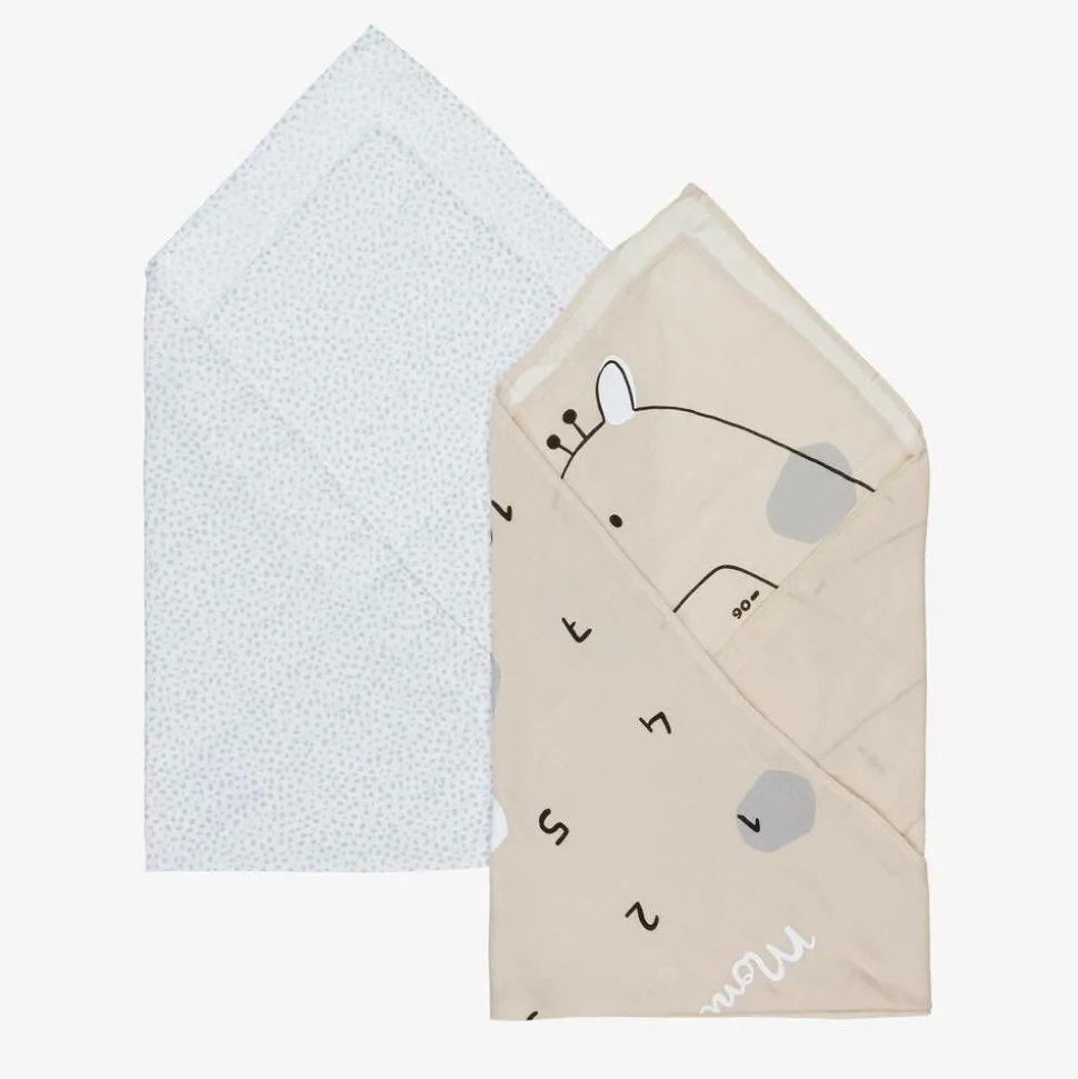 Beige Cotton Baby Milestone Swaddles (2 Pack)