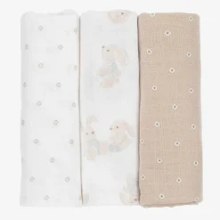 Beige Cotton Baby Muslins (3 Pack)