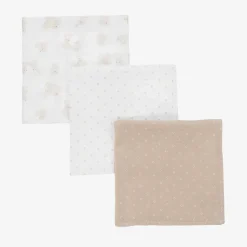 Beige Cotton Baby Muslins (3 Pack)