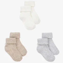 Beige Cotton Baby Socks (3 Pack)