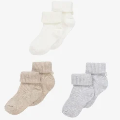 Beige Cotton Baby Socks (3 Pack)