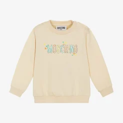 Beige Cotton Gingham Logo Sweatshirt