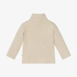 Beige Cotton Knit Turtleneck Baby Sweater
