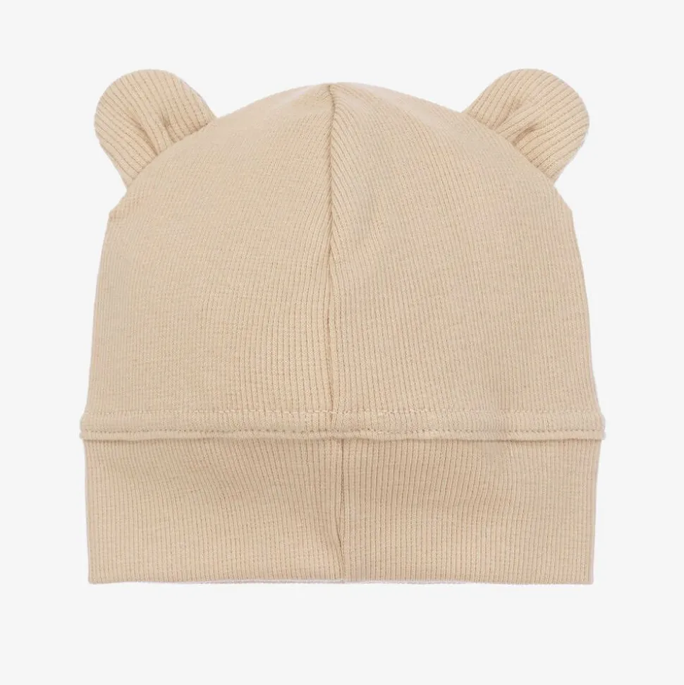Beige Cotton Teddy Bear Baby Hat