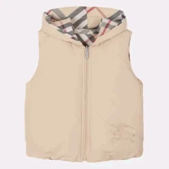 Beige Down Padded Reversible Gilet
