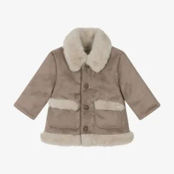 Beige Faux Suede Baby Coat