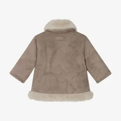 Beige Faux Suede Baby Coat