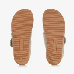 Beige Felted Wool Slippers