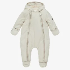 Beige Hooded Baby Snowsuit
