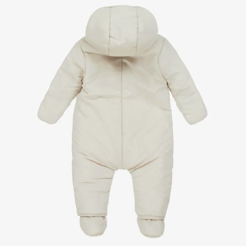 Beige Hooded Baby Snowsuit