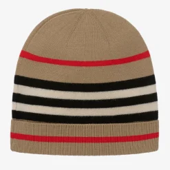 Beige Icon Stripe Beanie