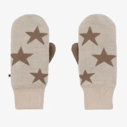 Beige Knitted Star Mittens