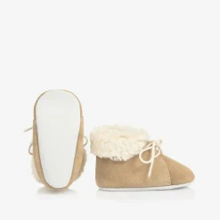 Beige Leather Baby Pre-Walker Shoes