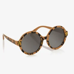 Beige Leopard Print Round Sunglasses