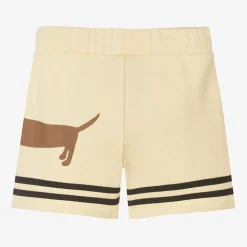 Beige Organic Cotton Dog Print Shorts