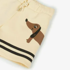 Beige Organic Cotton Dog Print Shorts