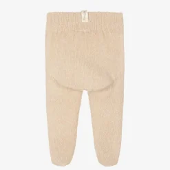 Beige Organic Cotton-Knit Baby Trousers