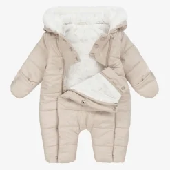 Beige Puffer Snowsuit