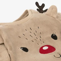 Beige Reindeer Fleece Sweatshirt