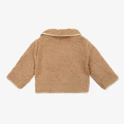 Beige Sherpa Fleece Reversible Quilted Jacket