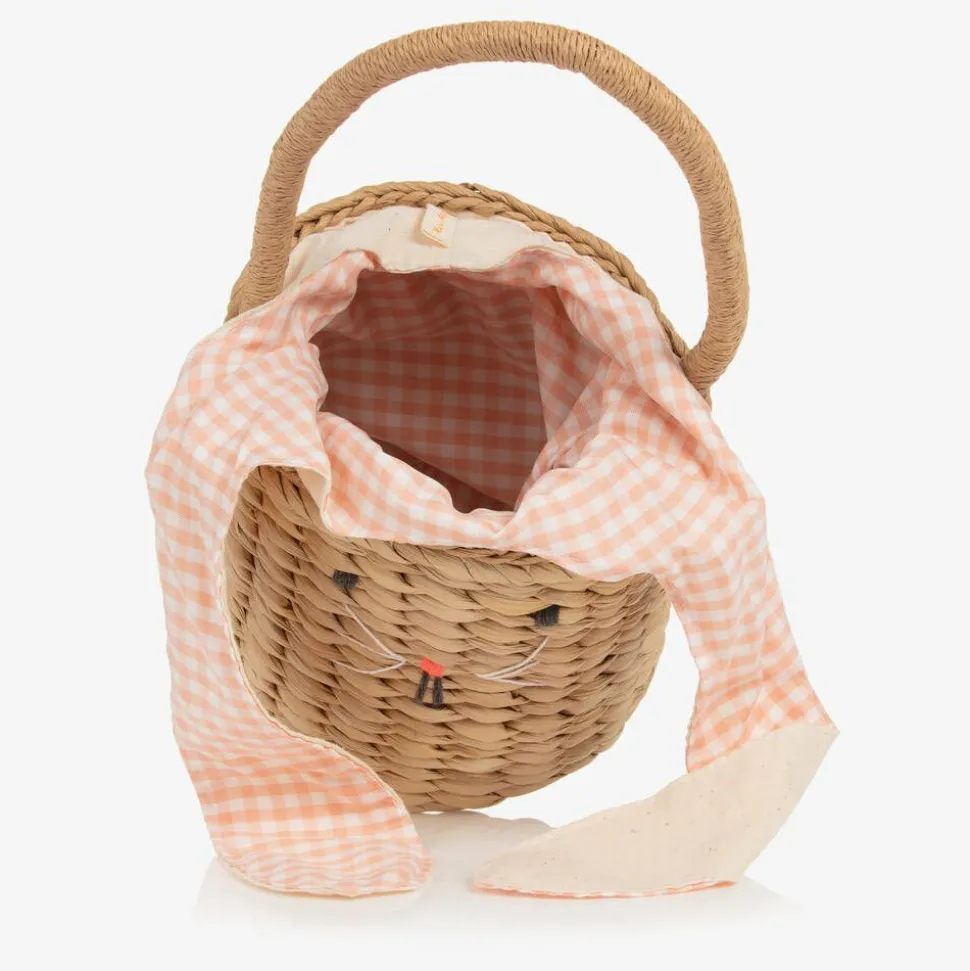 Beige Straw Bunny Basket Bag (18cm)