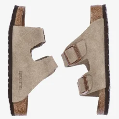 Beige Suede Buckle Sandals