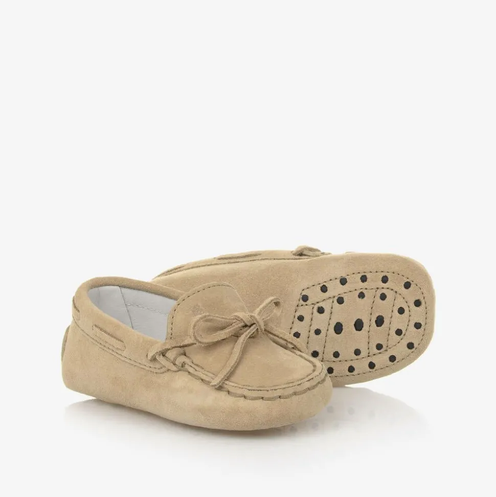 Beige Suede Leather Pre-Walker Moccasins