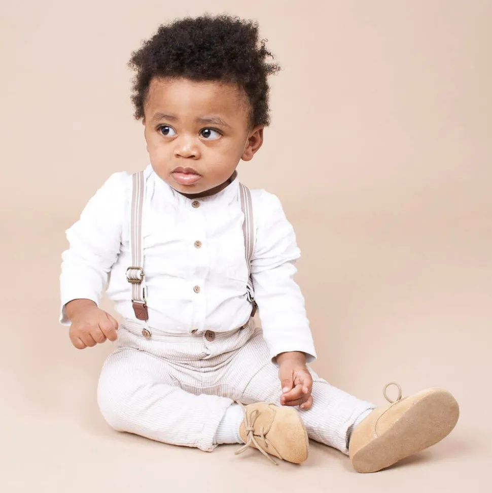 Beige Suede Pre-Walker Shoes