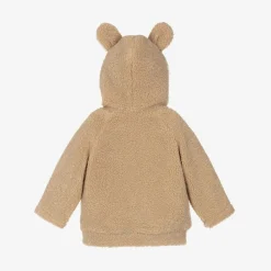 Beige Teddy Fleece Hooded Baby Jacket
