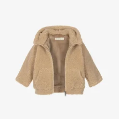 Beige Teddy Fleece Hooded Baby Jacket
