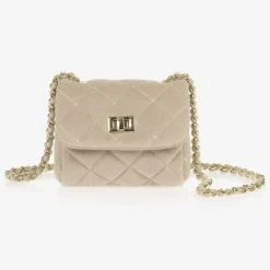 Beige Velvet Quilted Bag (13cm)
