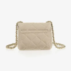 Beige Velvet Quilted Bag (13cm)